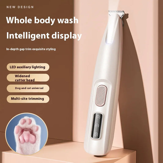 Pet Foot Grooming Shaver - Electric Trimmer for Cat and Dog Paw Care with LED Light