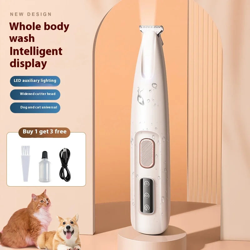 Pet Foot Grooming Shaver - Electric Trimmer for Cat and Dog Paw Care with LED Light