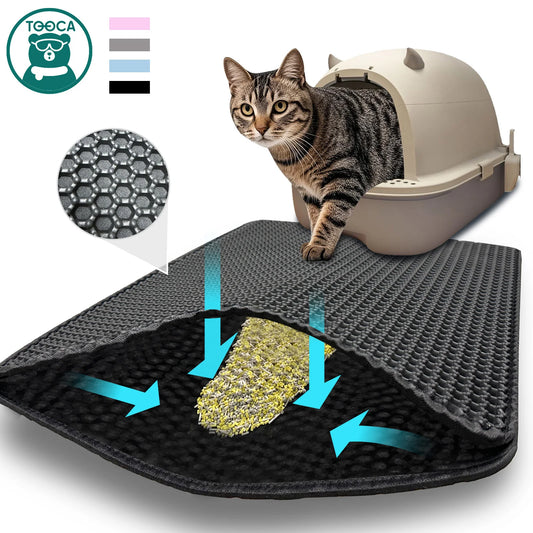 Cat Litter Mat Double Layer Cat Litter Box Waterproof Mat Non-Slip Sand Cat Foldable Pad Washable Mat Pet Clean Supplies